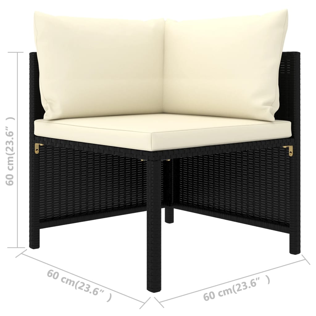 Set mobilier de grădină cu perne, 4 piese, negru, poliratan GartenMobel Dekor