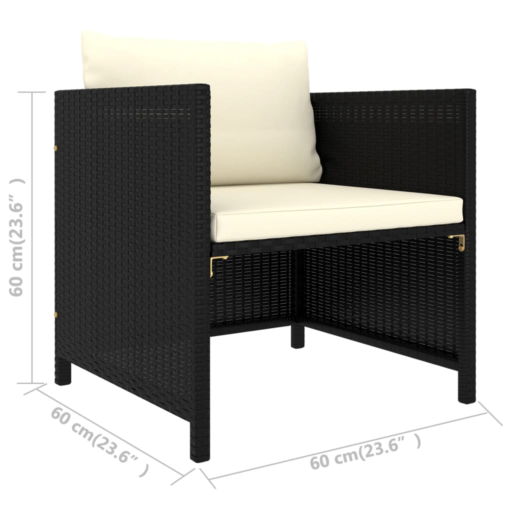 Set mobilier de grădină cu perne, 4 piese, negru, poliratan GartenMobel Dekor