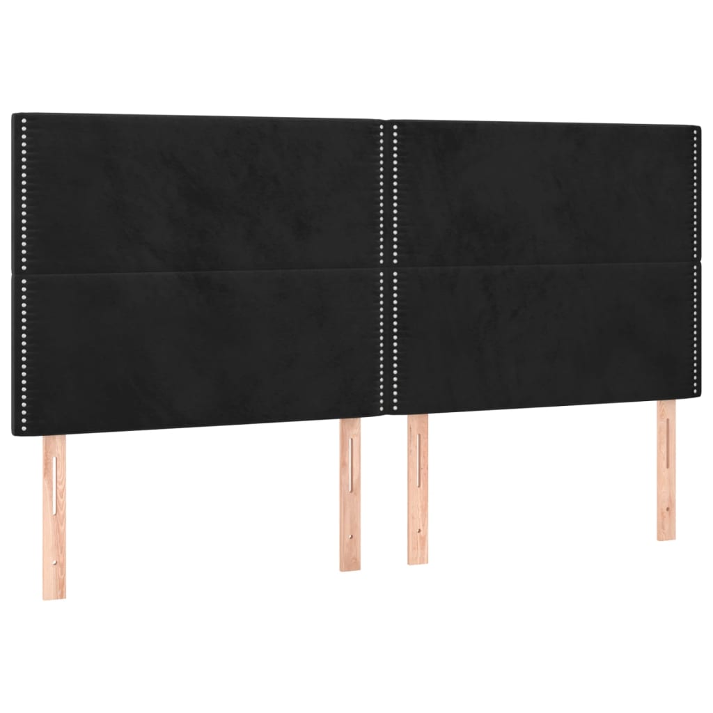 Pat cu arcuri, saltea și LED, negru, 160x200 cm, catifea GartenMobel Dekor