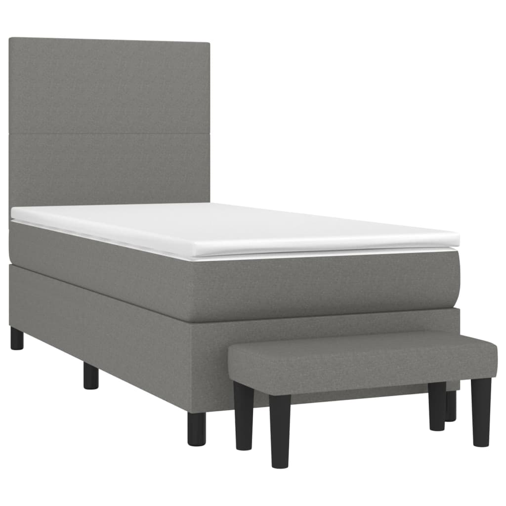 Pat box spring cu saltea, gri închis, 100x200 cm, textil GartenMobel Dekor