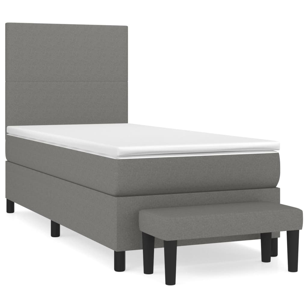 Pat box spring cu saltea, gri închis, 100x200 cm, textil GartenMobel Dekor