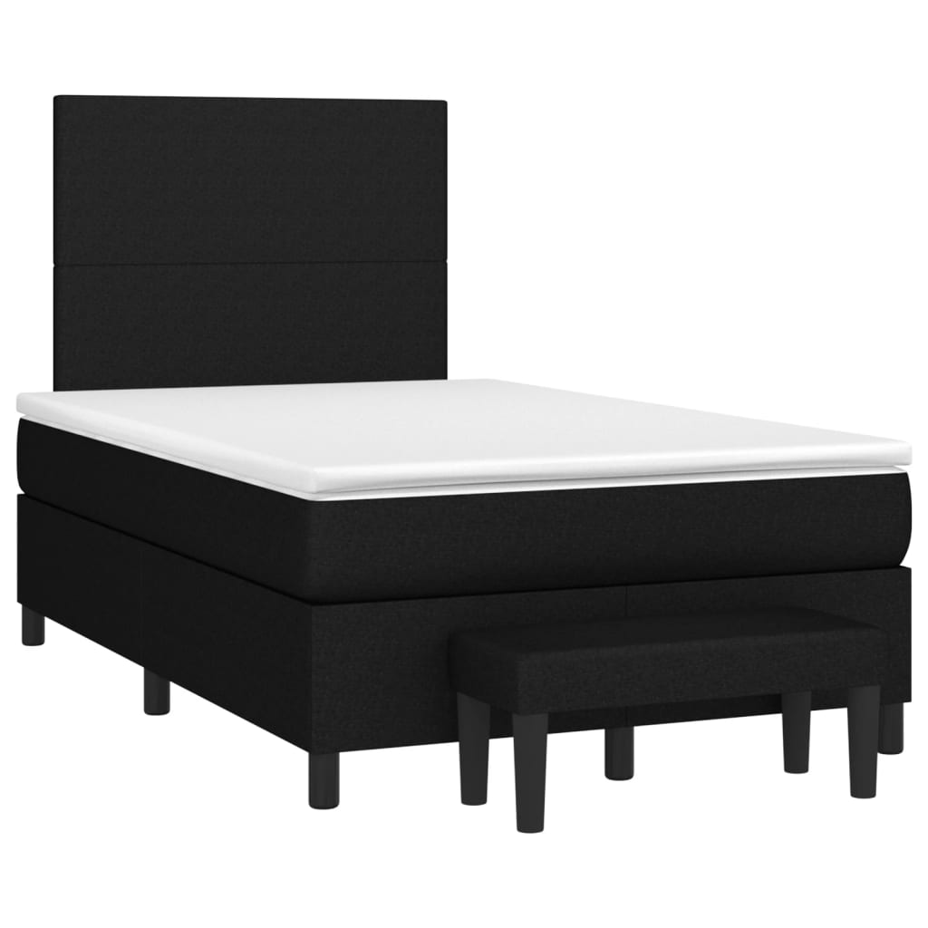 Pat box spring cu saltea, negru, 120x200 cm, textil GartenMobel Dekor