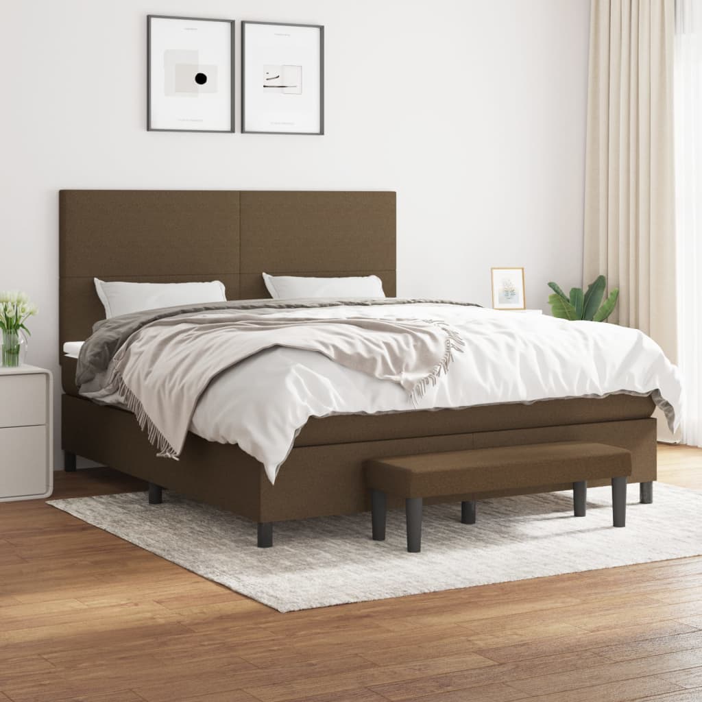 Pat continental cu saltea maro închis 180x200cm material textil GartenMobel Dekor