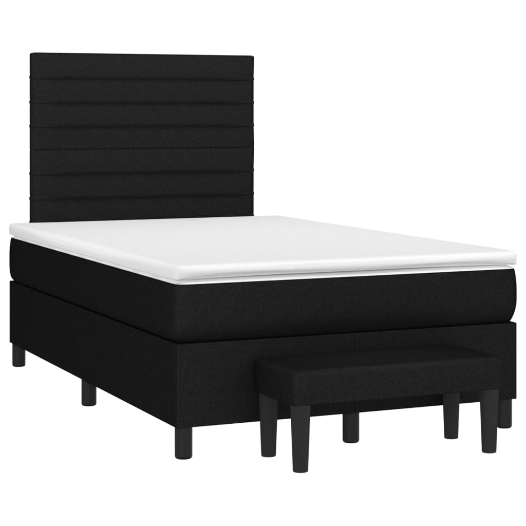 Pat box spring cu saltea, negru, 120x200 cm, textil GartenMobel Dekor