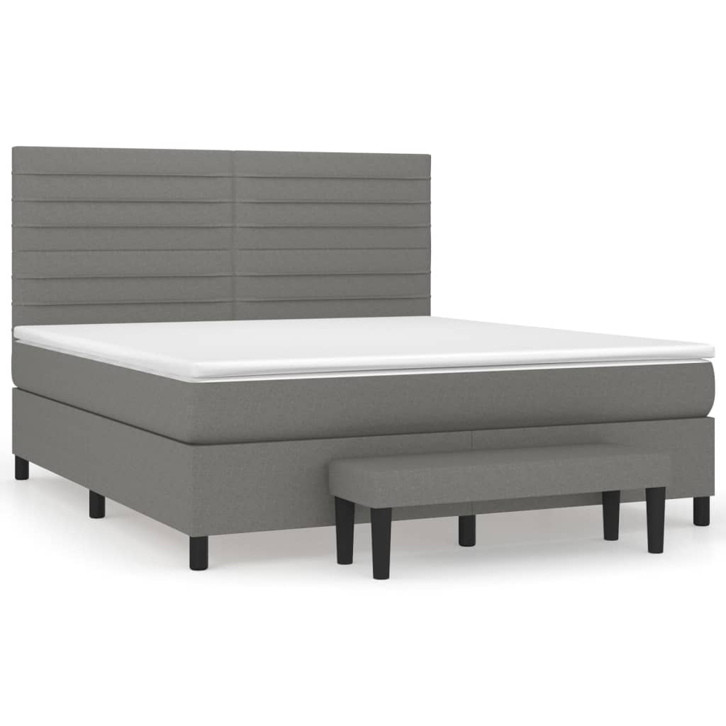 Pat continental cu saltea, gri închis, 160x200 cm, țesătură GartenMobel Dekor