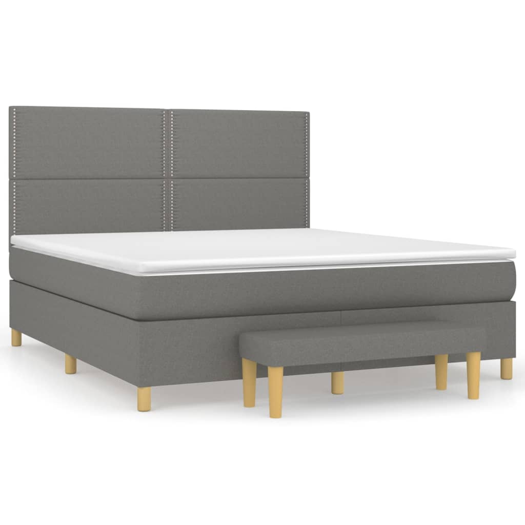 Pat box spring cu saltea, gri închis, 180x200 cm, textil GartenMobel Dekor