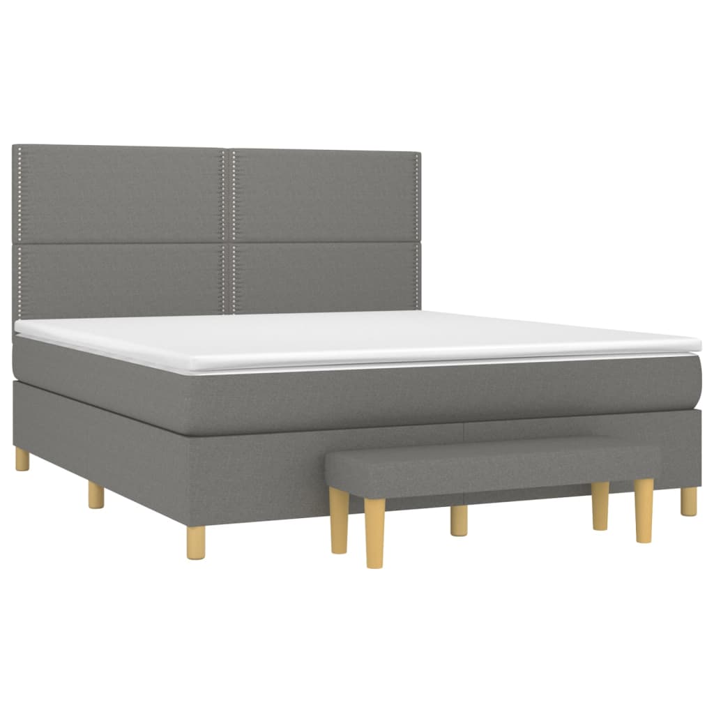 Pat box spring cu saltea, gri închis, 180x200 cm, textil GartenMobel Dekor