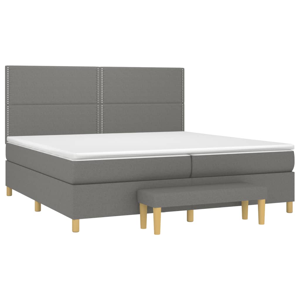 Pat box spring cu saltea, gri închis, 200x200 cm, textil GartenMobel Dekor