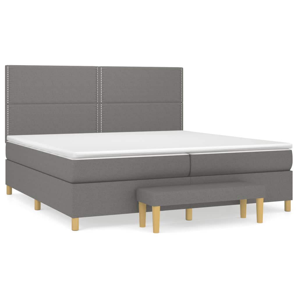Pat box spring cu saltea, gri închis, 200x200 cm, textil GartenMobel Dekor