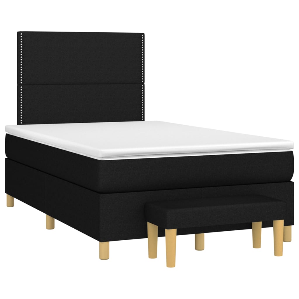 Pat box spring cu saltea, negru, 120x200 cm, textil GartenMobel Dekor