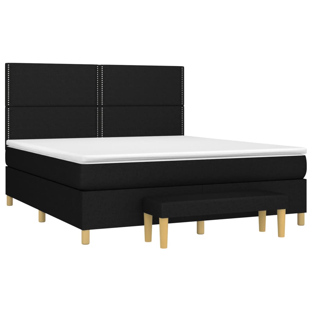 Pat box spring cu saltea, negru, 160x200 cm, textil GartenMobel Dekor