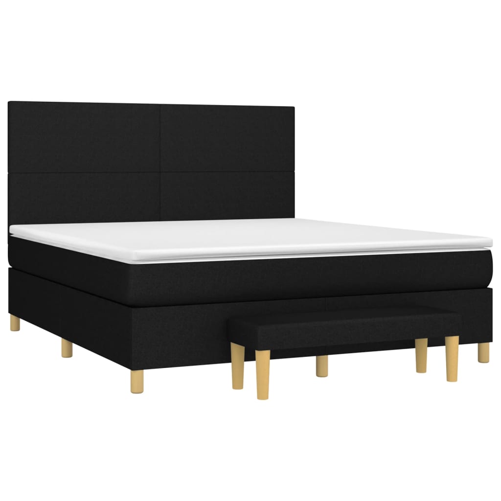 Pat box spring cu saltea, negru, 180x200 cm, catifea GartenMobel Dekor