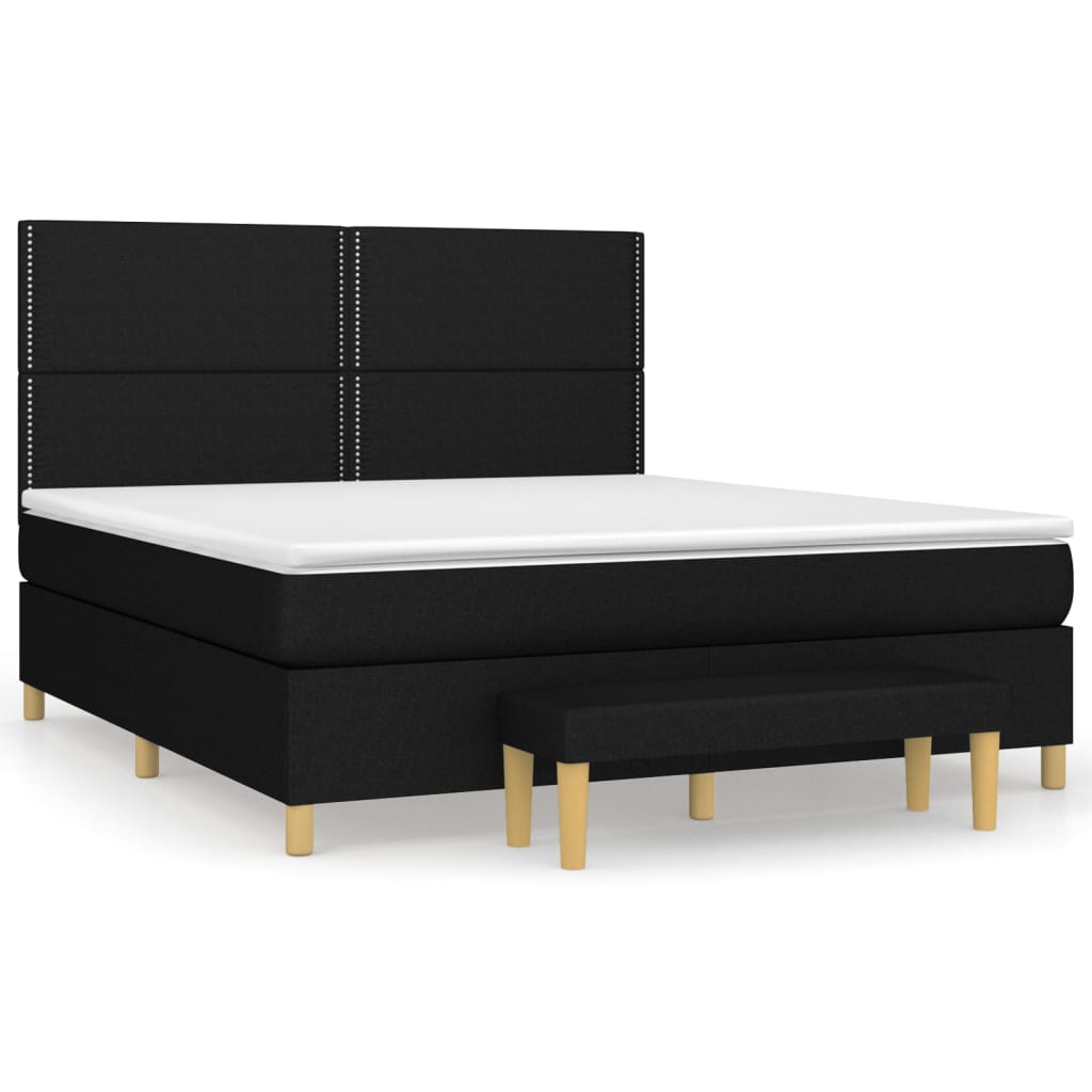 Pat box spring cu saltea, negru, 180x200 cm, catifea GartenMobel Dekor