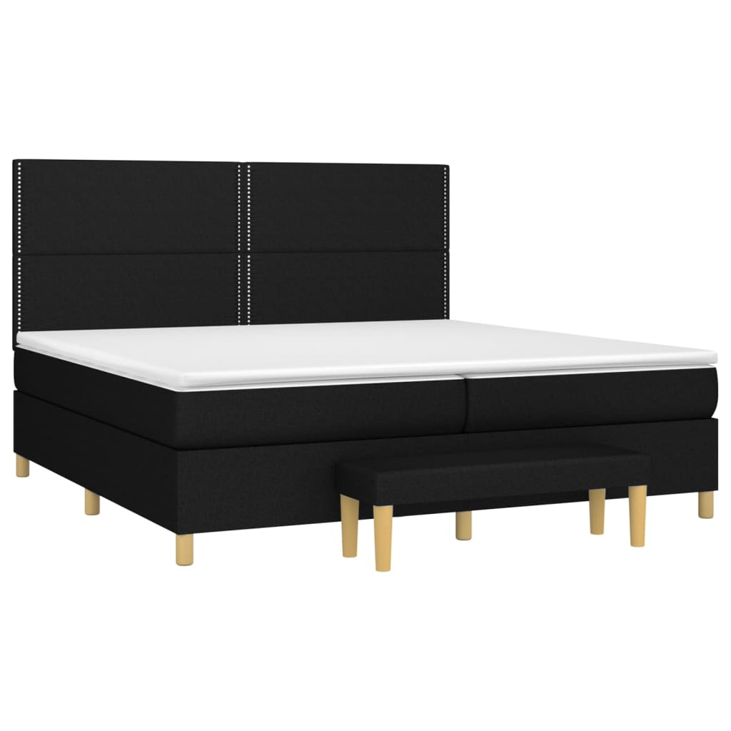 Pat box spring cu saltea, negru, 200x200 cm, textil GartenMobel Dekor