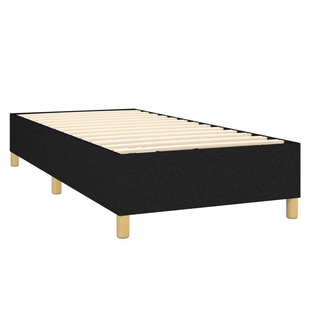Pat box spring cu saltea, negru, 90x190 cm, textil GartenMobel Dekor