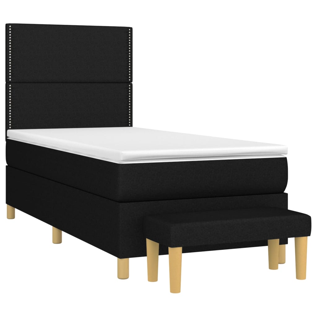 Pat box spring cu saltea, negru, 90x200 cm, textil GartenMobel Dekor