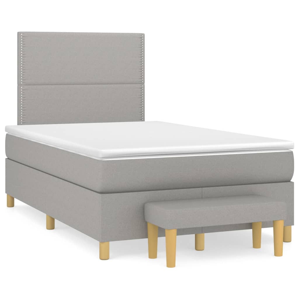 Pat continental cu saltea, gri deschis, 120x200 cm, textil GartenMobel Dekor