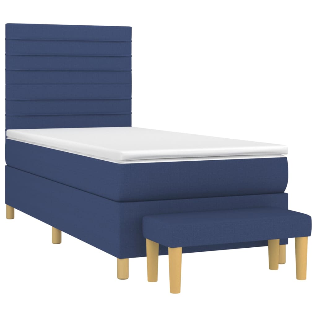 Pat box spring cu saltea, albastru, 100x200 cm, textil GartenMobel Dekor