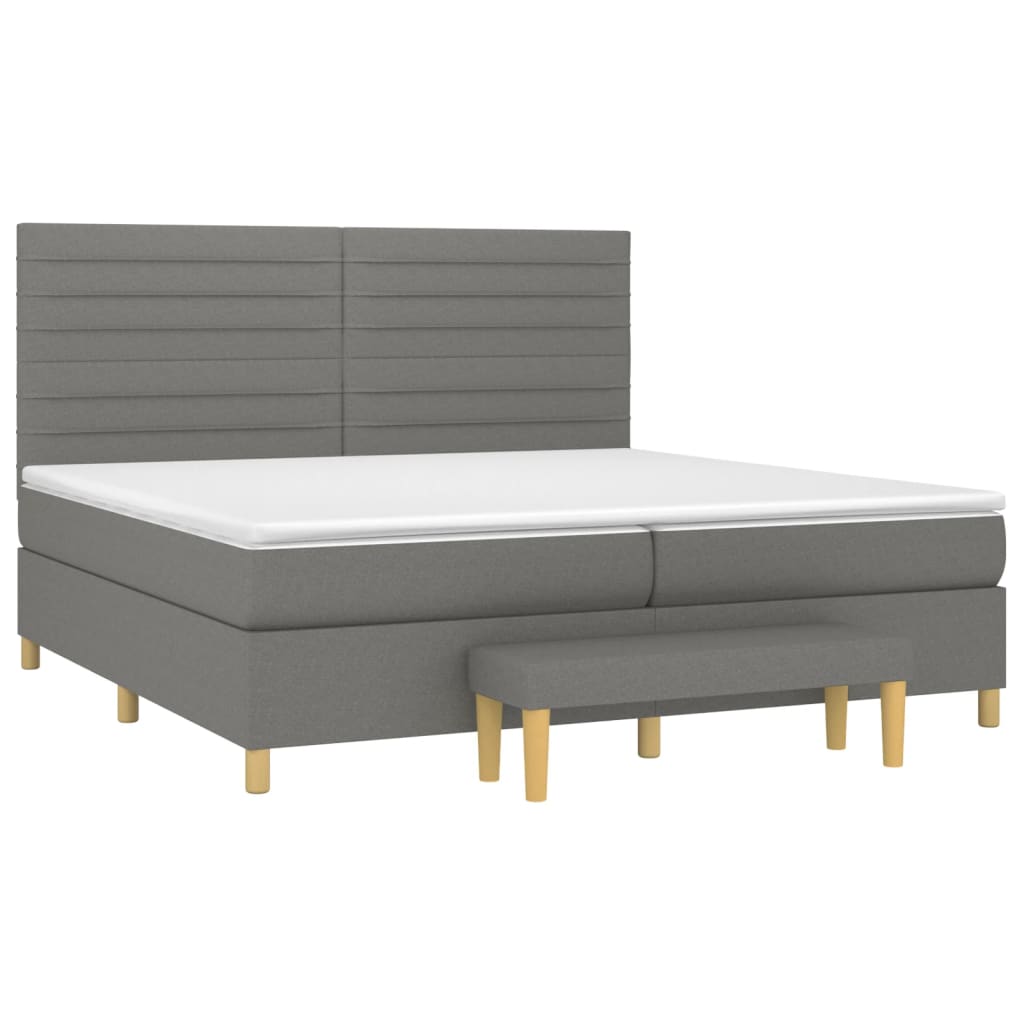 Pat box spring cu saltea, gri închis, 200x200 cm, textil GartenMobel Dekor