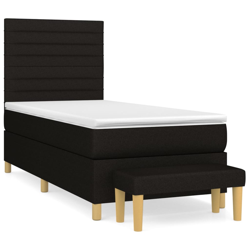 Pat box spring cu saltea, negru, 100x200 cm, textil GartenMobel Dekor