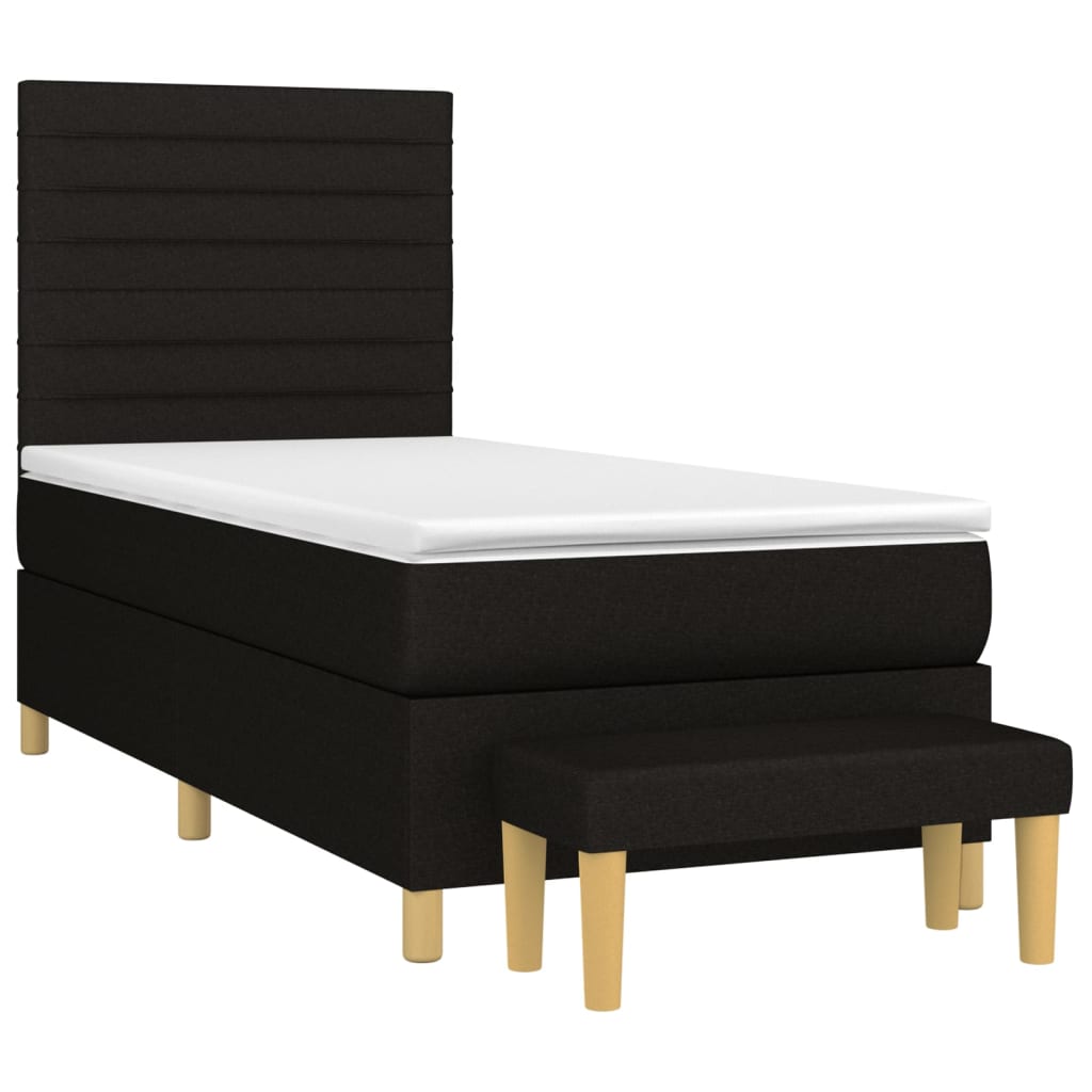 Pat box spring cu saltea, negru, 100x200 cm, textil GartenMobel Dekor