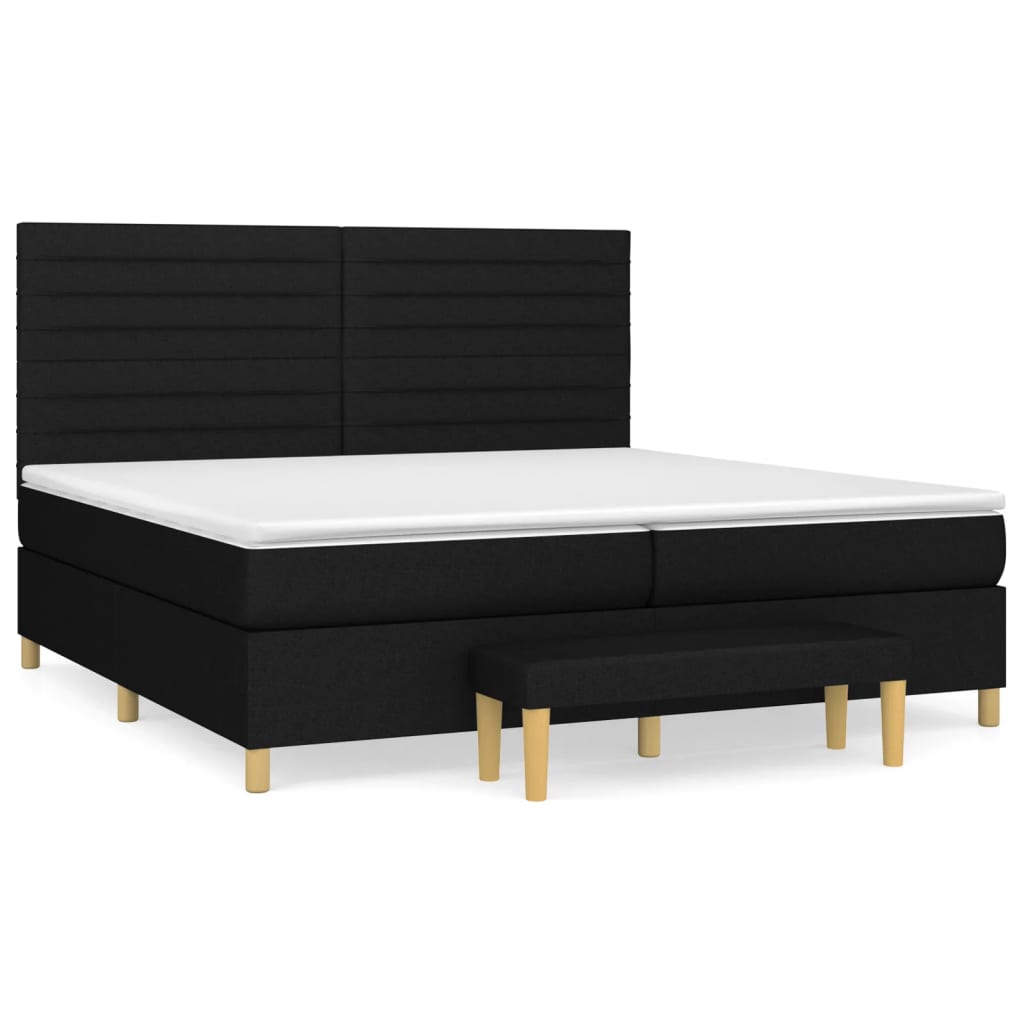 Pat box spring cu saltea, negru, 200x200 cm, textil GartenMobel Dekor