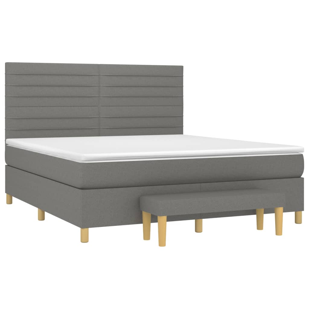 Pat continental cu saltea, gri închis, 160x200 cm, țesătură GartenMobel Dekor