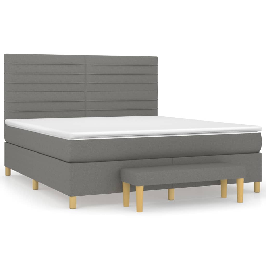 Pat continental cu saltea, gri închis, 160x200 cm, țesătură GartenMobel Dekor