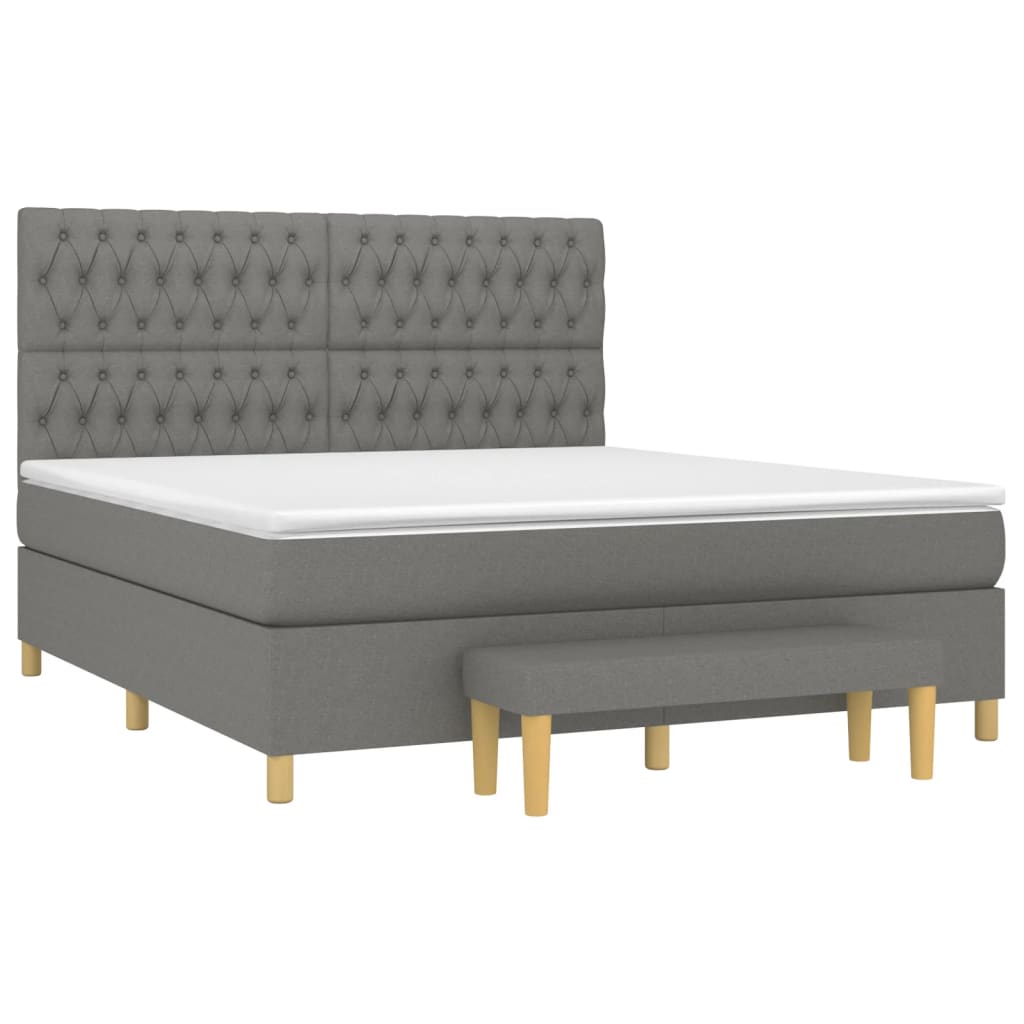 Pat box spring cu saltea, gri închis, 180x200 cm, textil GartenMobel Dekor