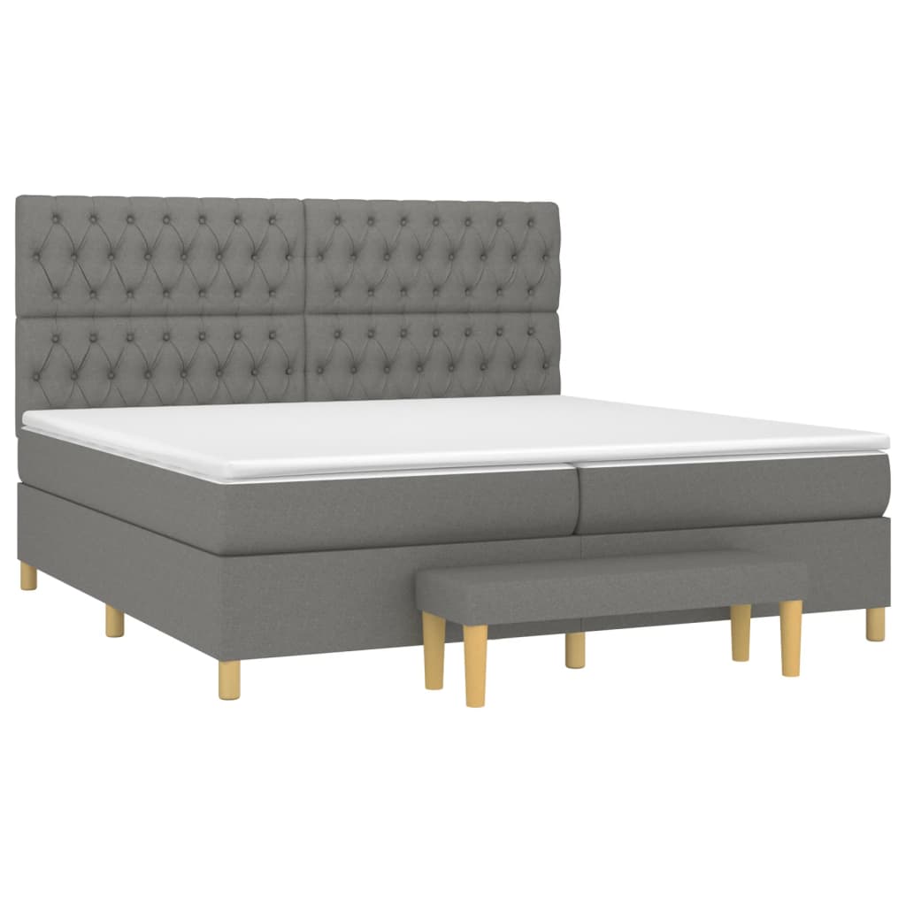 Pat box spring cu saltea, gri închis, 200x200 cm, textil GartenMobel Dekor