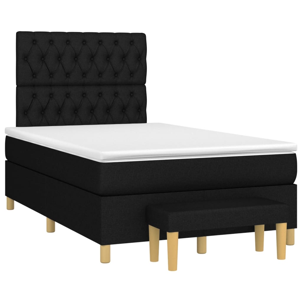 Pat box spring cu saltea, negru, 120x200 cm, textil GartenMobel Dekor