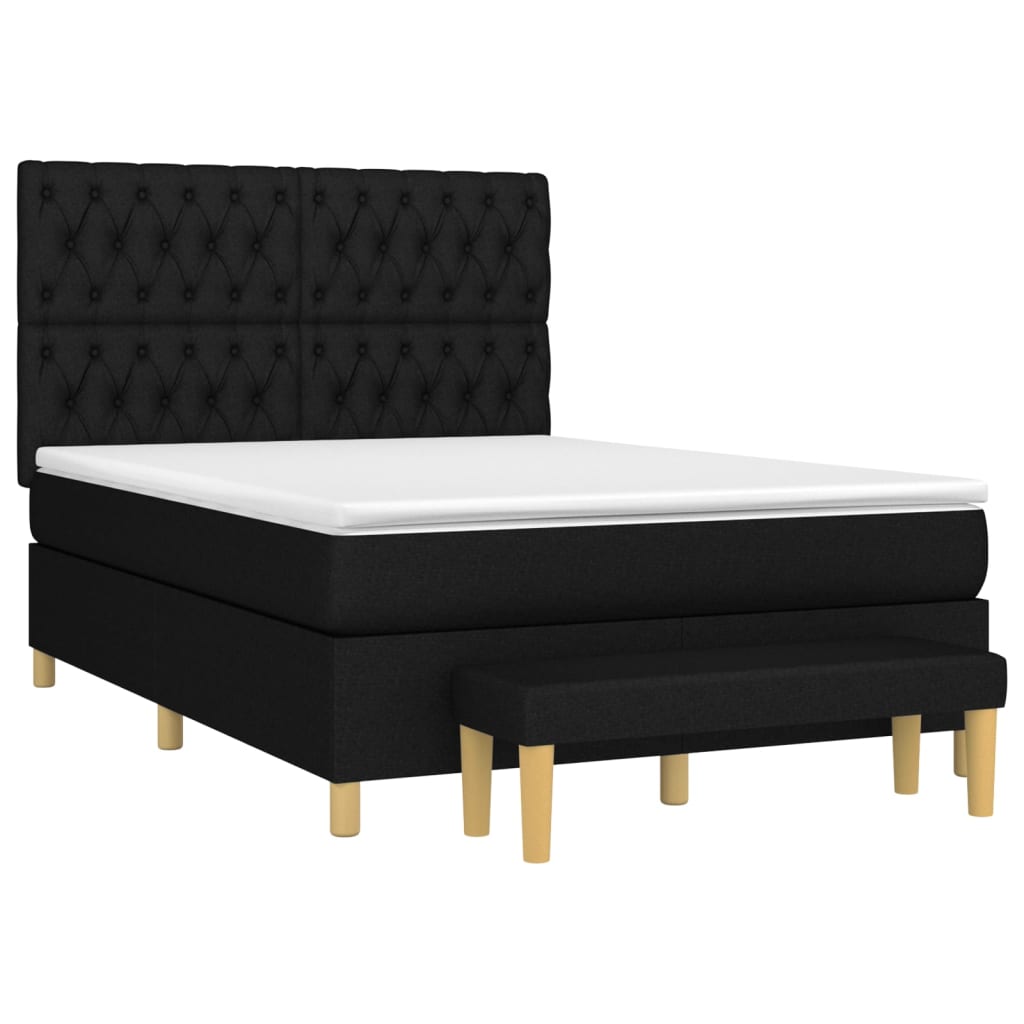 Pat box spring cu saltea, negru, 140x200 cm, textil GartenMobel Dekor