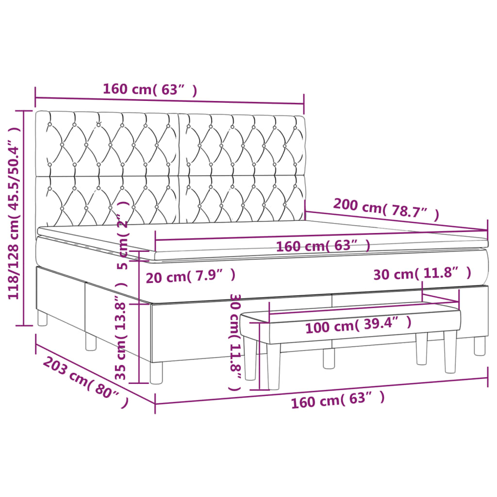 Pat box spring cu saltea, negru, 160x200 cm, textil GartenMobel Dekor