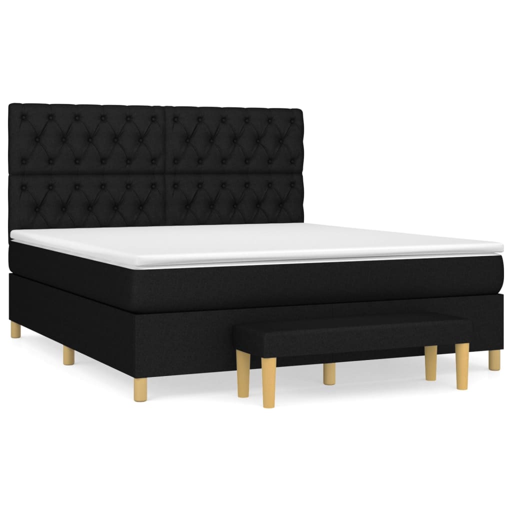 Pat box spring cu saltea, negru, 160x200 cm, textil GartenMobel Dekor