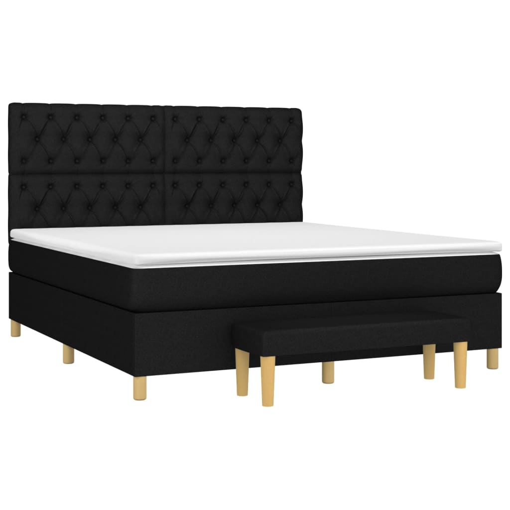 Pat box spring cu saltea, negru, 160x200 cm, textil GartenMobel Dekor