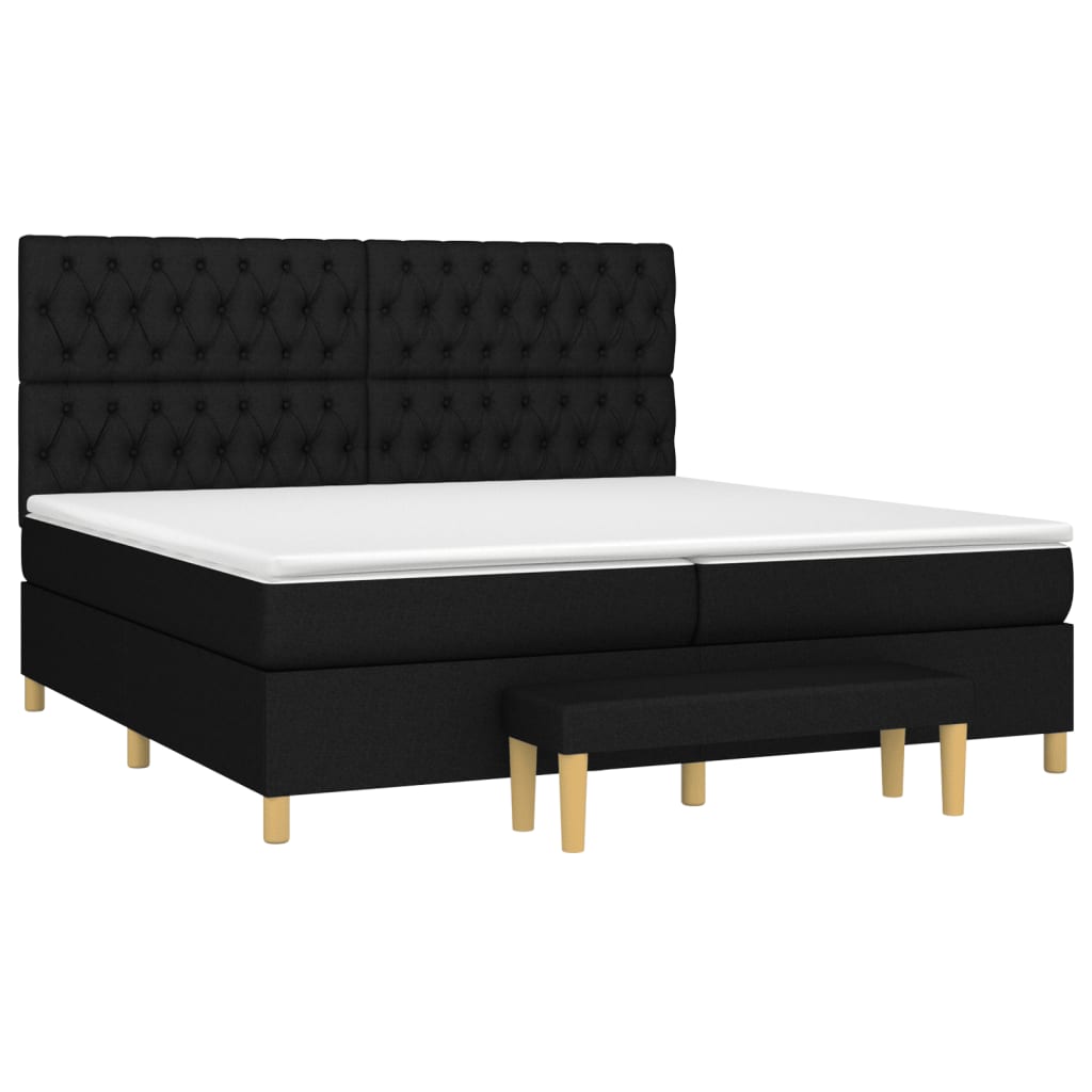 Pat box spring cu saltea, negru, 200x200 cm, textil GartenMobel Dekor