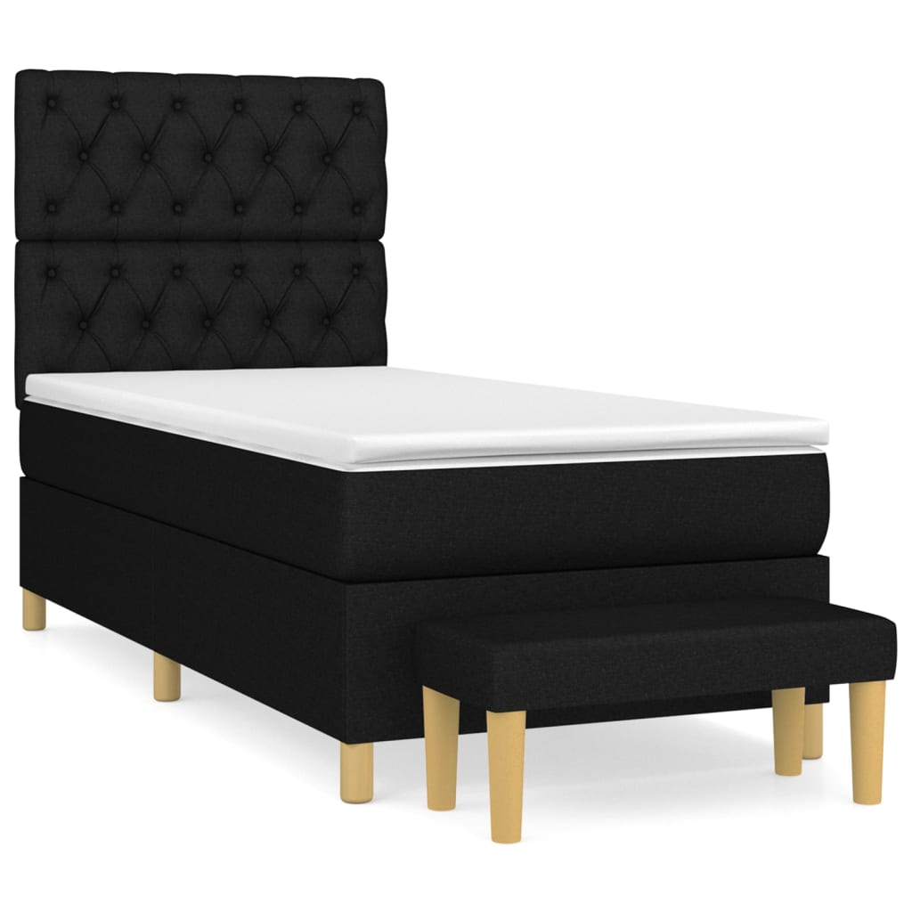 Pat box spring cu saltea, negru, 80x200 cm, textil GartenMobel Dekor