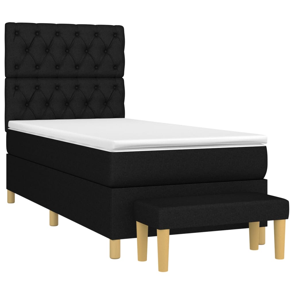 Pat box spring cu saltea, negru, 80x200 cm, textil GartenMobel Dekor