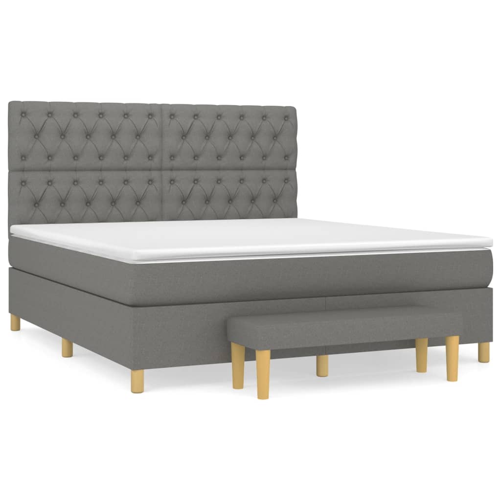 Pat continental cu saltea, gri închis, 160x200 cm, țesătură GartenMobel Dekor