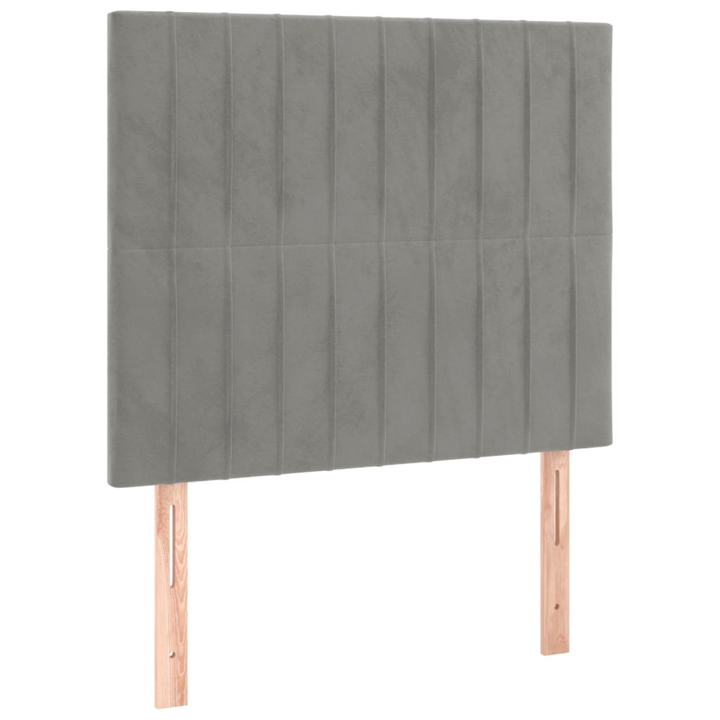 Pat box spring cu saltea, gri deschis, 100x200 cm, catifea GartenMobel Dekor