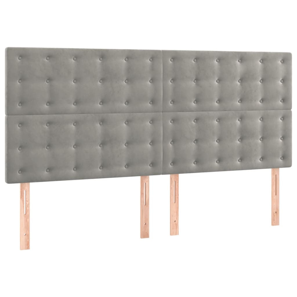 Pat box spring cu saltea, gri deschis, 200x200 cm, catifea GartenMobel Dekor