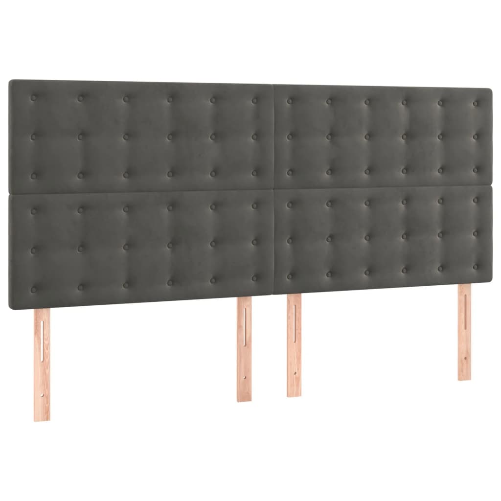 Pat box spring cu saltea, gri închis, 200x200 cm, catifea GartenMobel Dekor