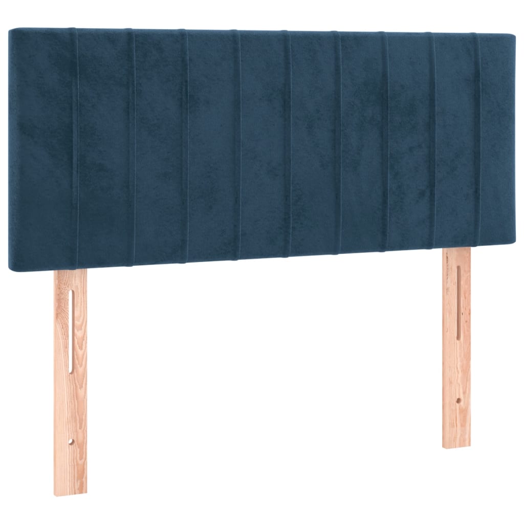 Pat box spring cu saltea, albastru închis, 90x200 cm, catifea GartenMobel Dekor