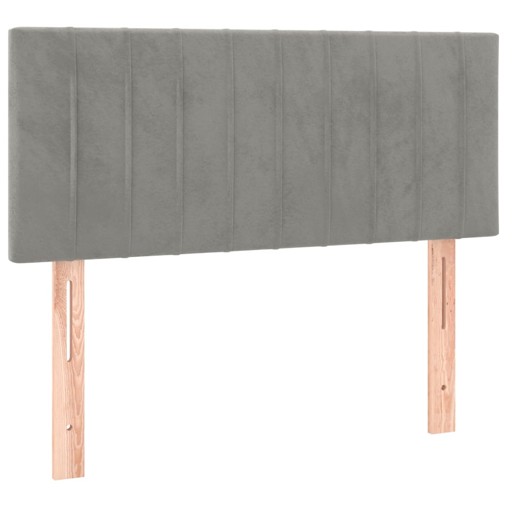 Pat box spring cu saltea, gri deschis, 100x200 cm, catifea GartenMobel Dekor