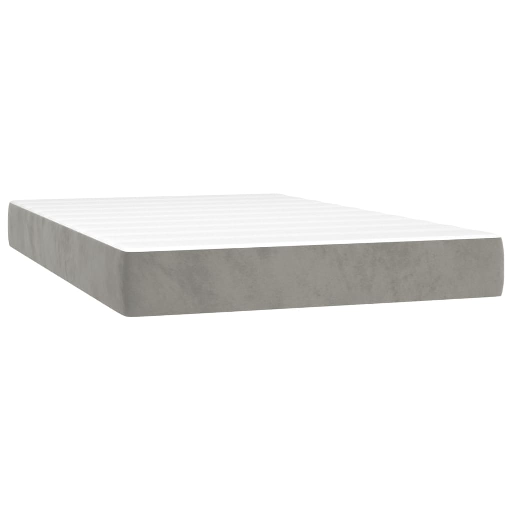Pat box spring cu saltea, gri deschis, 120x200 cm, catifea GartenMobel Dekor