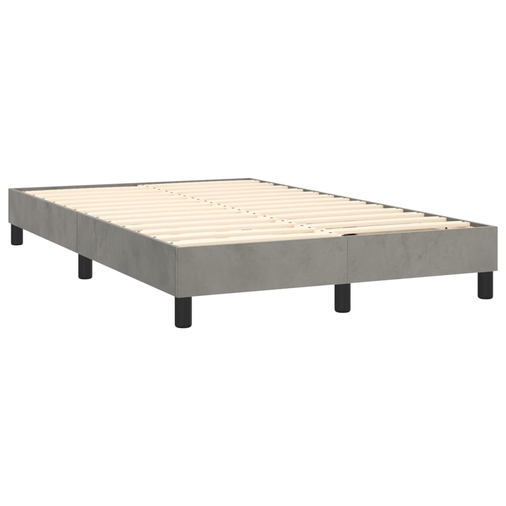 Pat box spring cu saltea, gri deschis, 120x200 cm, catifea GartenMobel Dekor