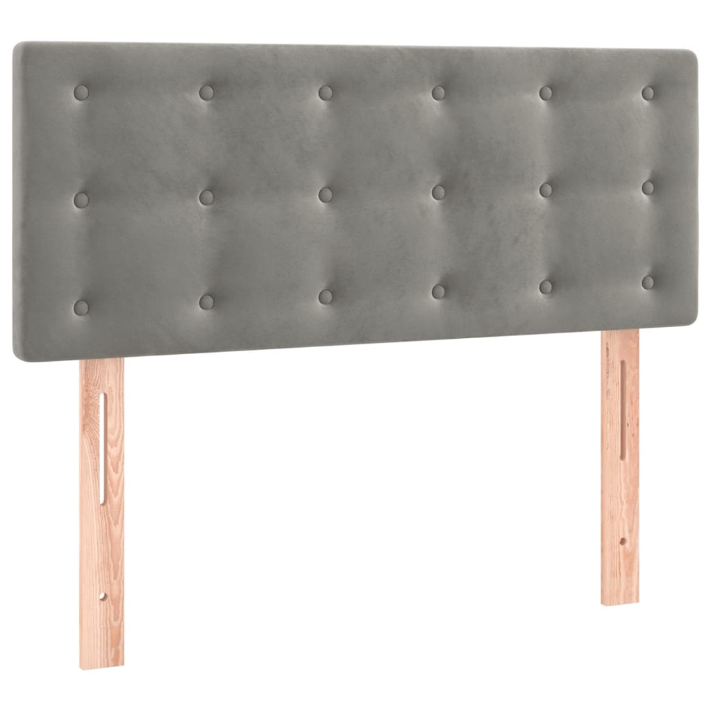 Pat box spring cu saltea, gri deschis, 80x200 cm, catifea GartenMobel Dekor