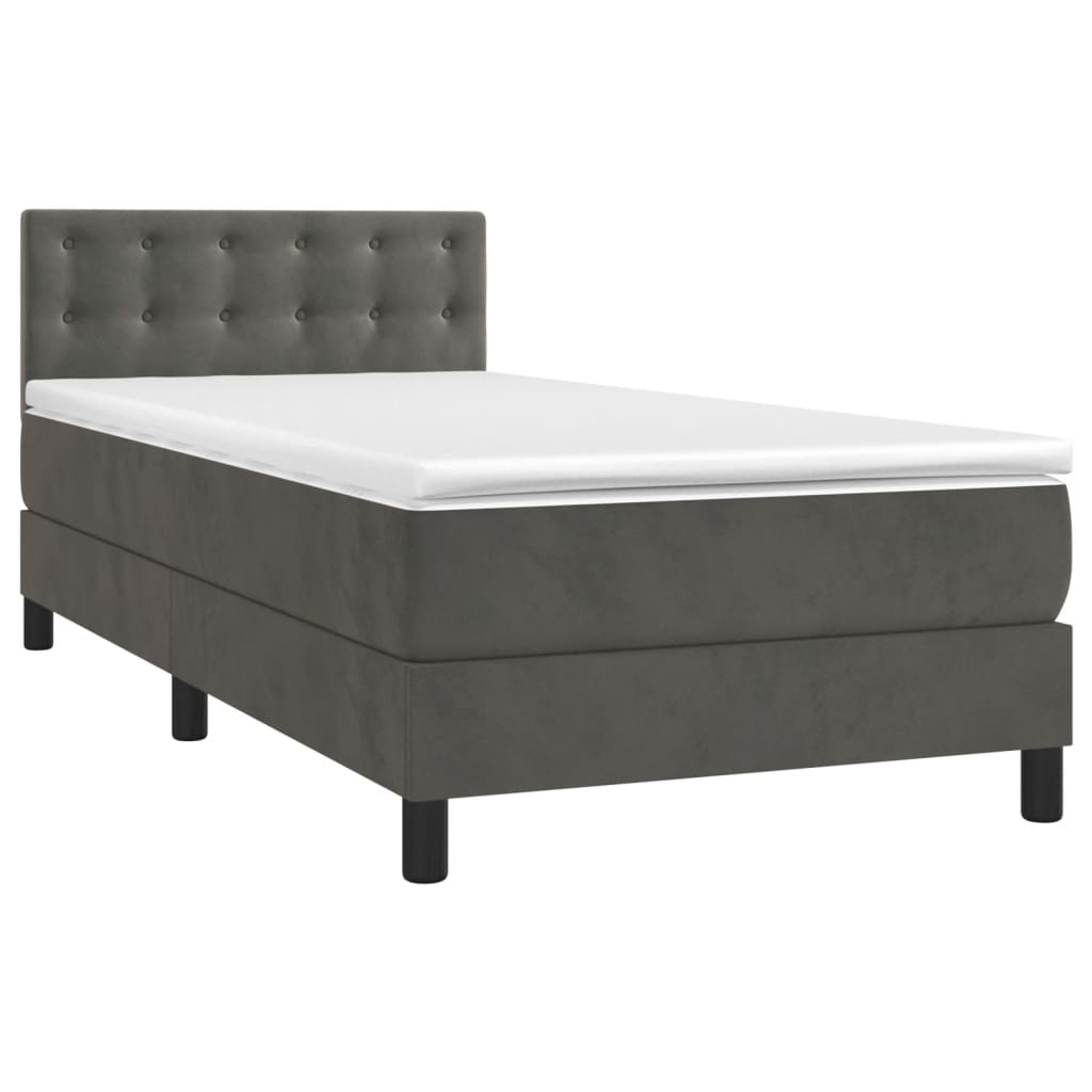 Pat box spring cu saltea, gri închis, 80x200 cm, catifea GartenMobel Dekor