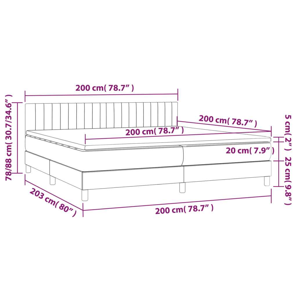 Pat box spring cu saltea, roz, 200x200 cm, catifea GartenMobel Dekor