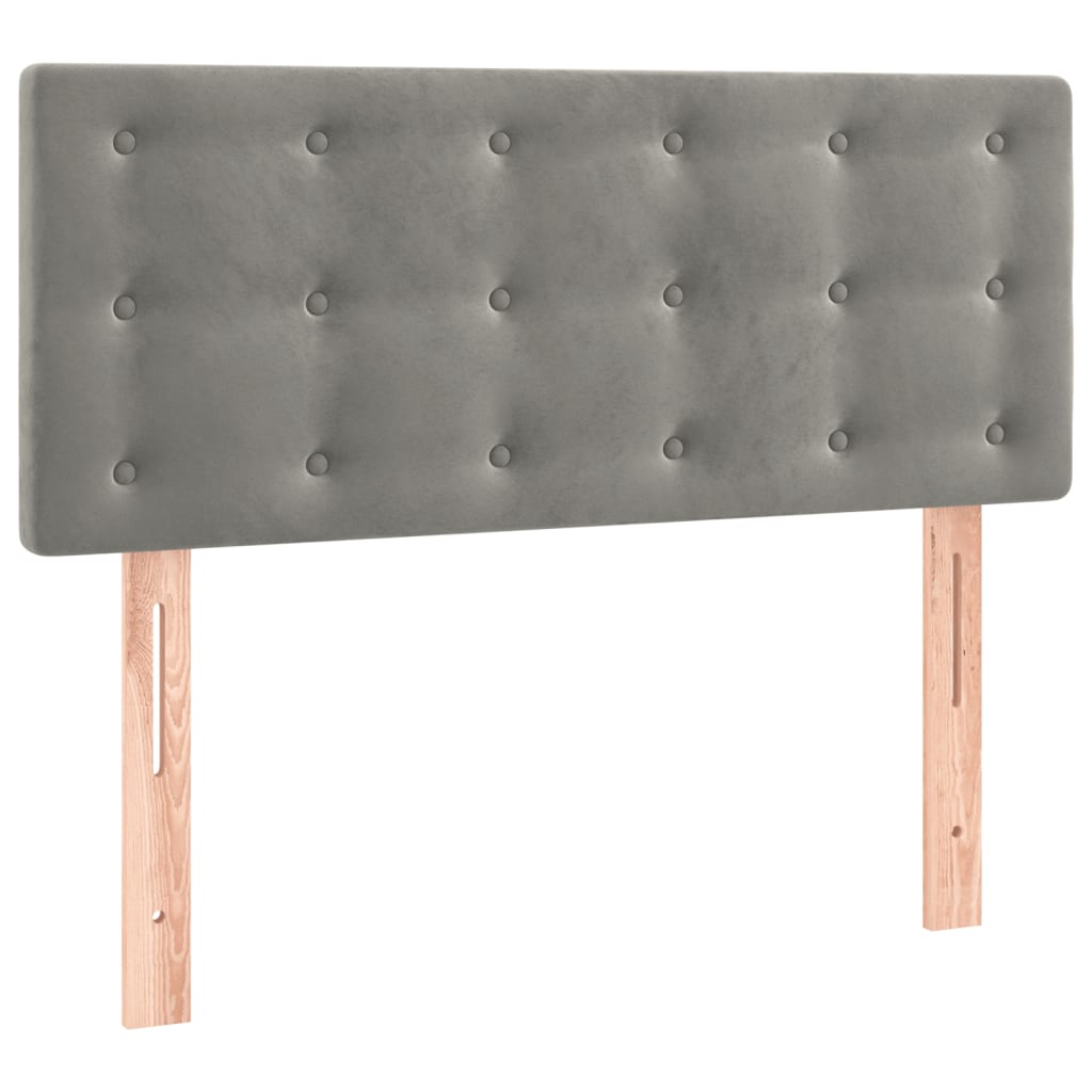 Pat box spring cu saltea, gri deschis, 100x200 cm, catifea GartenMobel Dekor